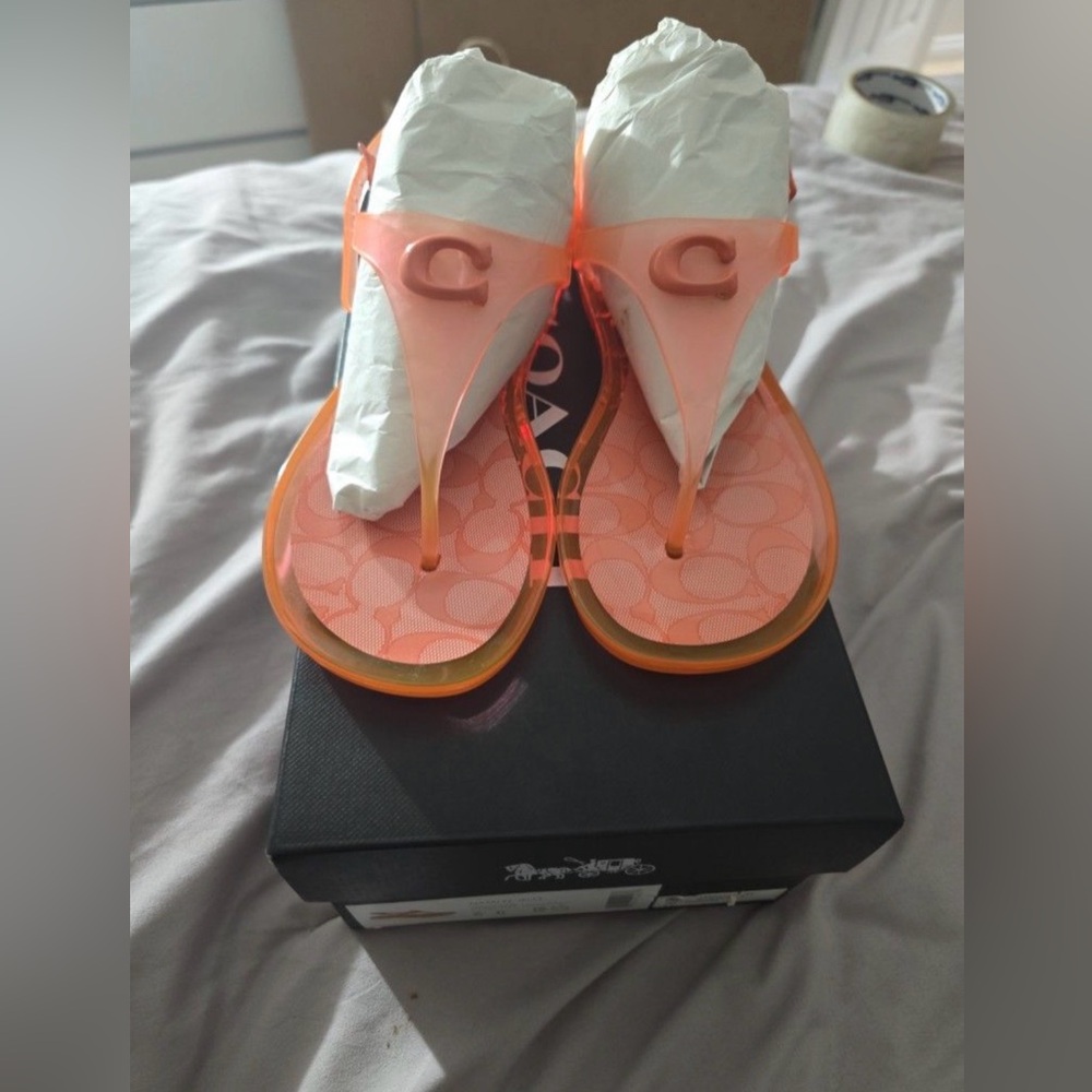 Coach Vibrant Orange Flip Flops